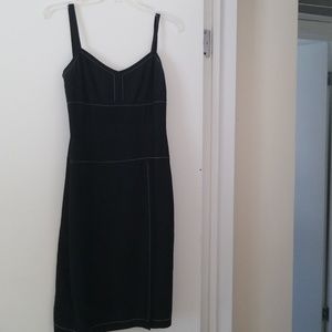 Designer silk linen dress w back zipper